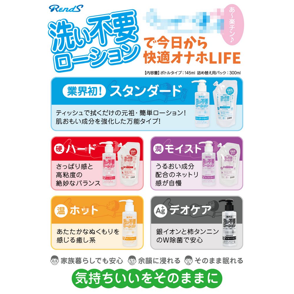 Rends 日本原裝進口 免清洗潤滑液 免洗潤滑液 洗い不要ローション 標準型 濕潤型 濃厚型 溫感型 潤滑液 超低黏