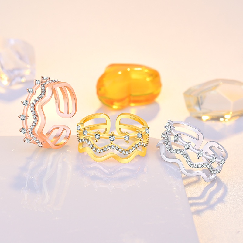 Multi-layer Wavy Zircon Open Ring ins Simple Index Finger Ring Accessories_voghion.com