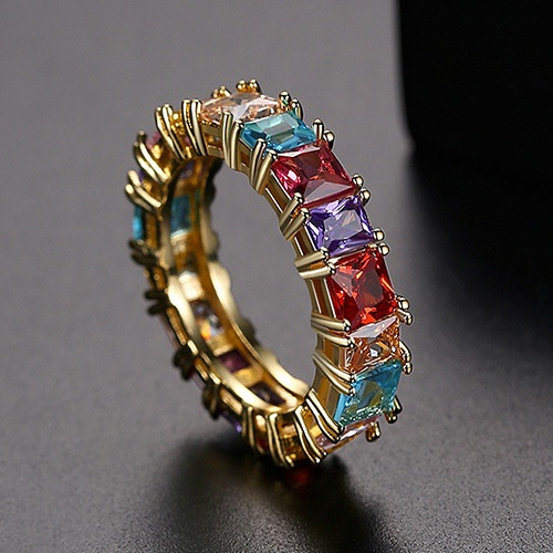 5mm Colorful Square Zircon Ring Fashion Luxury Women's Jewelry Wedding Ring Wholesale_voghion.com