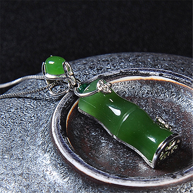 Natürliche grüne Jade Anhänger Halskette chinesische Jadeit Amulett Mode Schmuck Geschenke_voghion.com