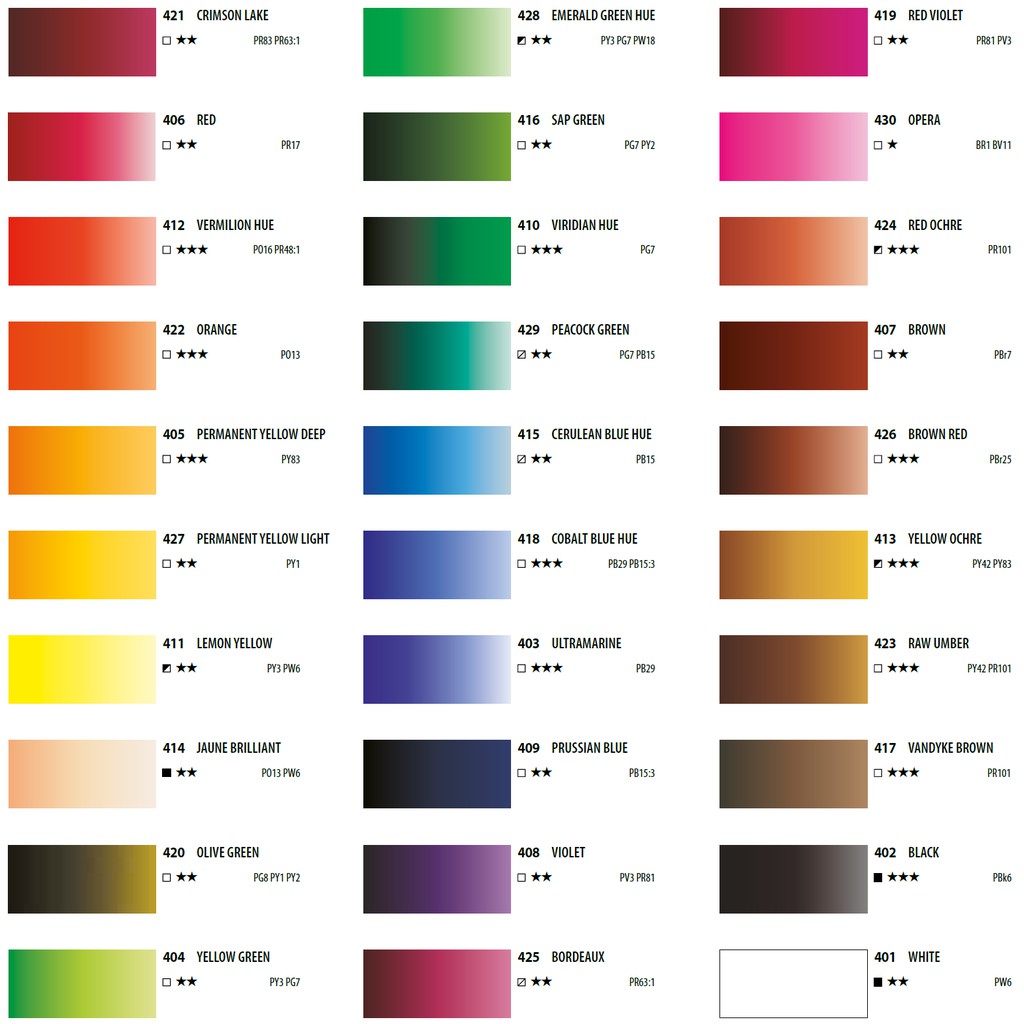 SHINHAN 30色色卡參考圖