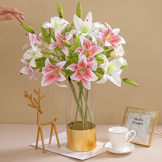 台灣現貨【仿真百合花】香水百合神桌供花拜拜插瓶 花束搭配居家佈置 櫥窗陳列插花材料 多頭款 新年佈置