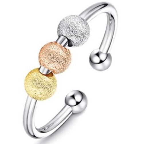Matte Transfer Beads Ring Simple Anxiety Rotatable Open Rings Fashion Jewelry_voghion.com