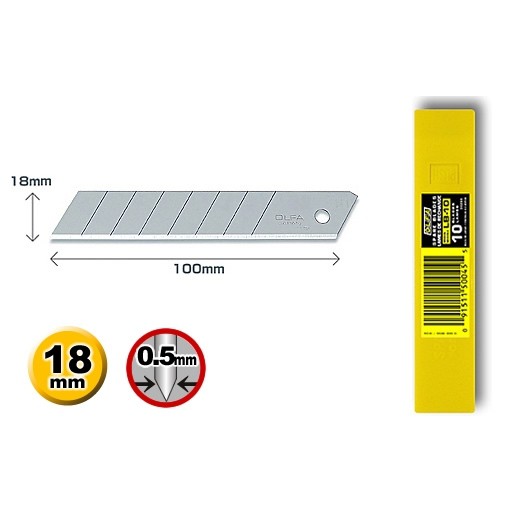日本 OLFA LB-10 大型專業標準美工刀片 10片裝 產品外觀
