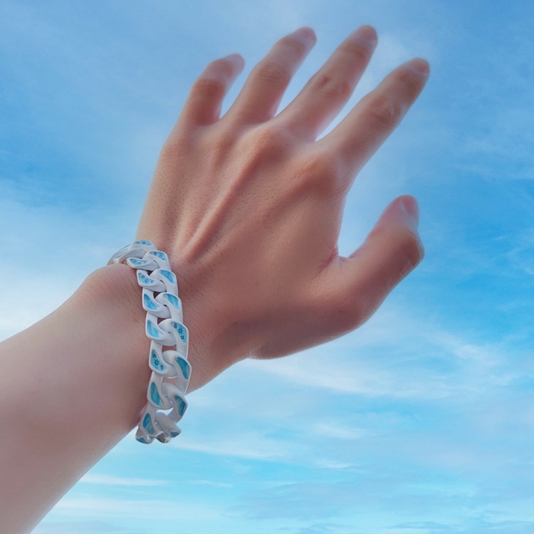 Cuban chain armband i rostfritt stål för par blå och vit_voghion.com