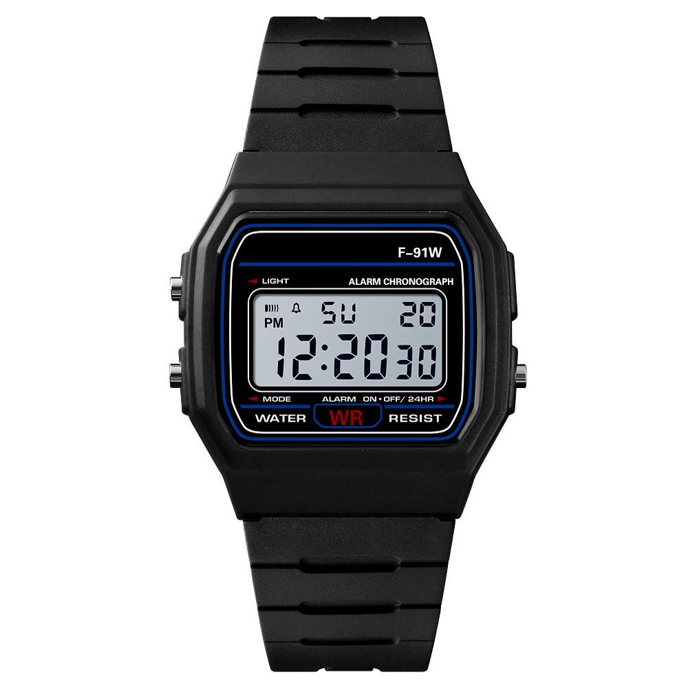 Digital Durable F91W Sports Watch Waterproof Resin Strap And Display Digital