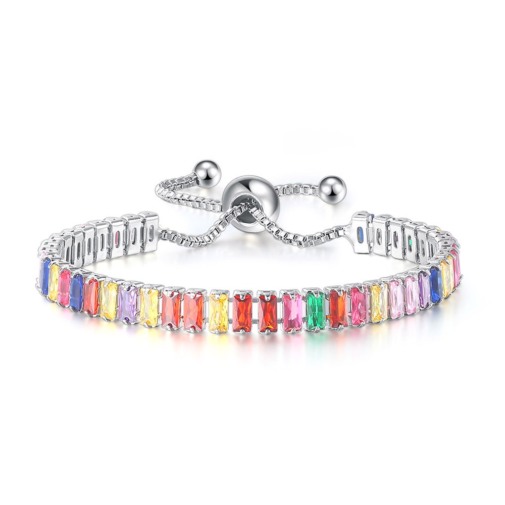 Adjustable Multicolor Tennis Bracelet For Women Wedding Jewelry_voghion.com