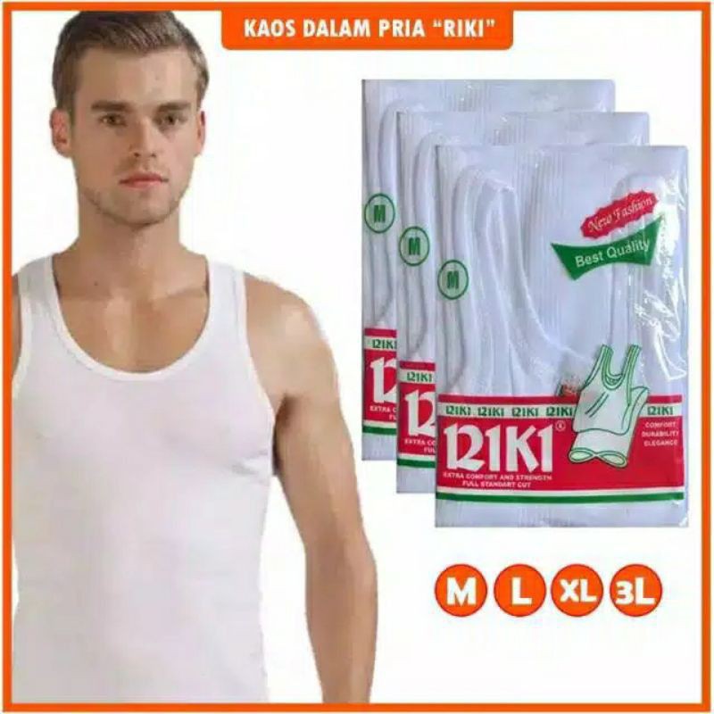 PUTIH KATUN PRIA Riki Men's singlet Plain White, Quality Cotton. Adult Men's singlet