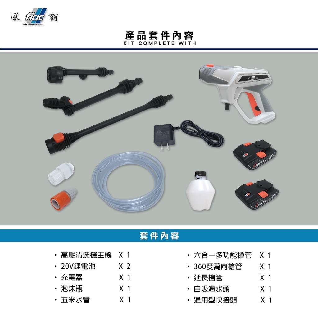 附發票  風霸充電式洗車槍GL-PS20V噴藥消毒 充電清洗機 無線式水槍 高壓洗車機 商品圖片 4