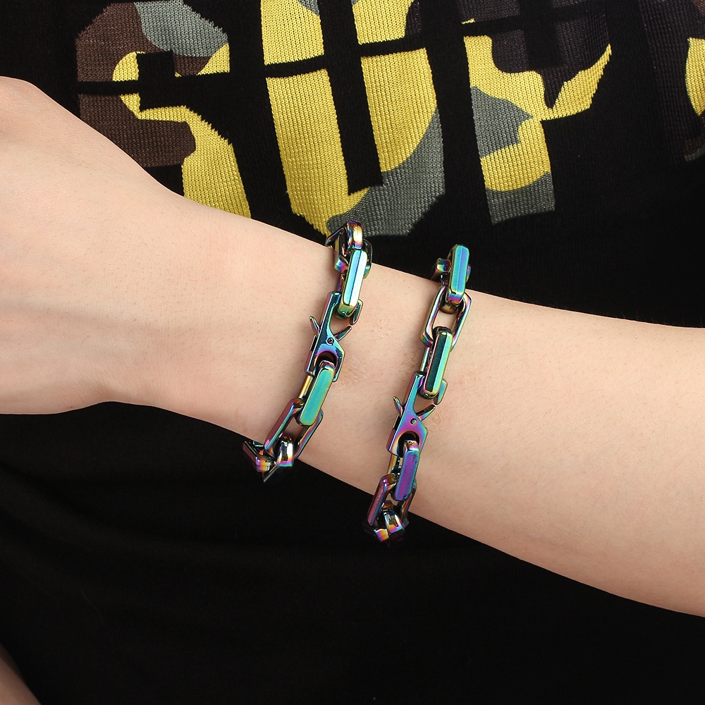 Bracciale a catena cubana quadrata hip hop patchwork colorato_voghion.com