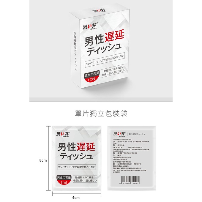 DRYWELL 涉い井 男用精華濕紙巾 12片 男用活力保養濕巾 男性保養 攜帶方便 清潔保養