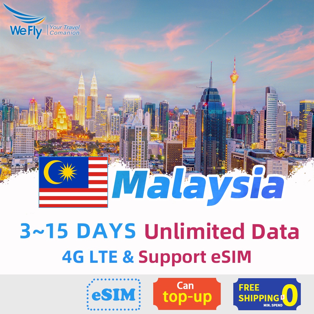 Malaysia SIM Card 4G LTE High speed Data Unlimited Data 1-10 days Support eSIM Maxis