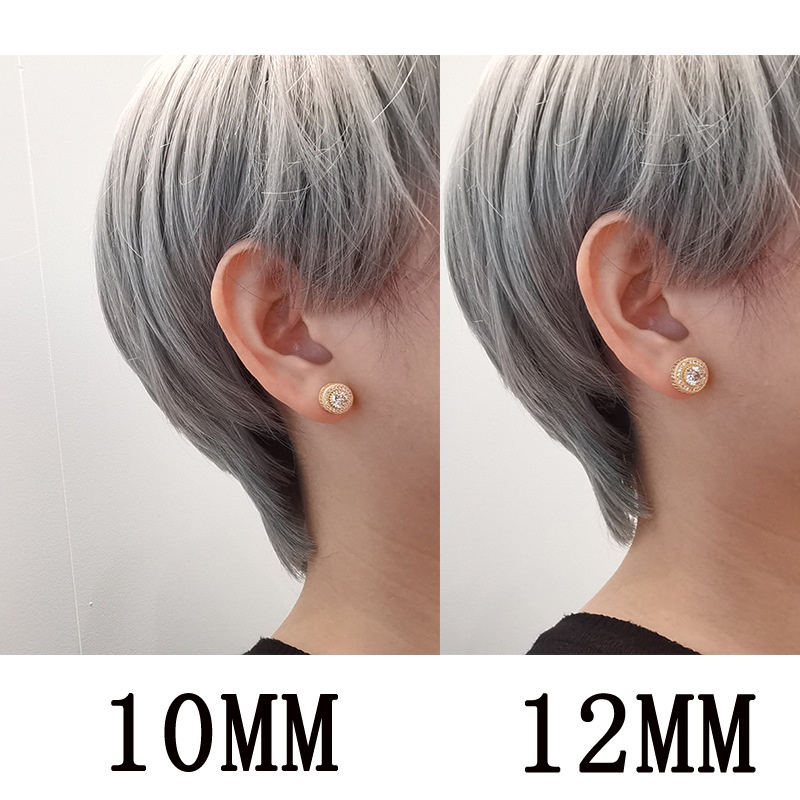 Luxury Punk 12mm Round earring Trend Jewellery For Women Zircon Hip Hop Men Round Stud Earrings Wholesale_voghion.com
