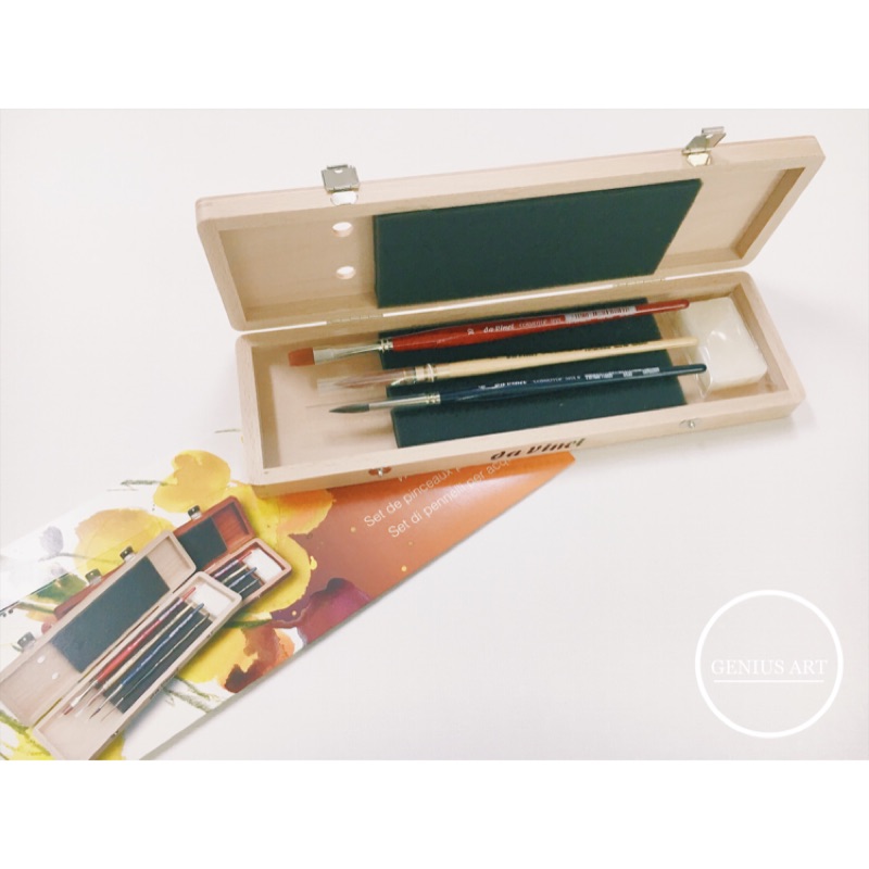 達芬奇手工木盒筆刷套組展示1