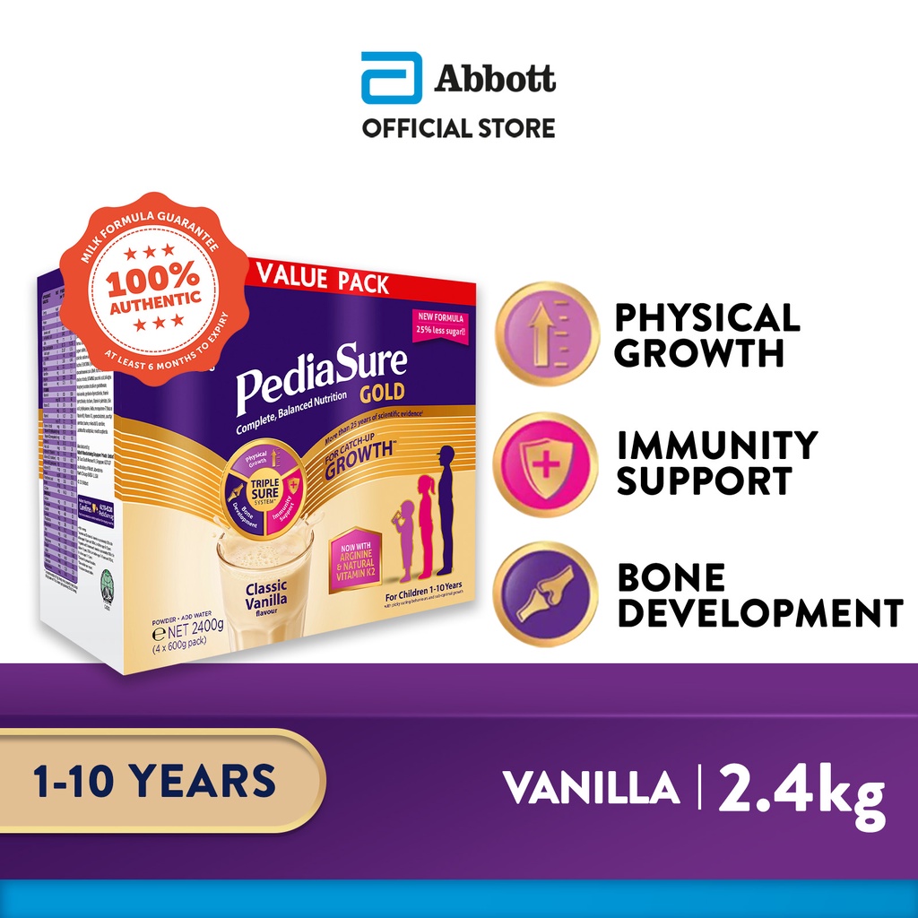 PediaSure Gold Value Pack - Classic Vanilla, 2.4kg (4 x 600g)