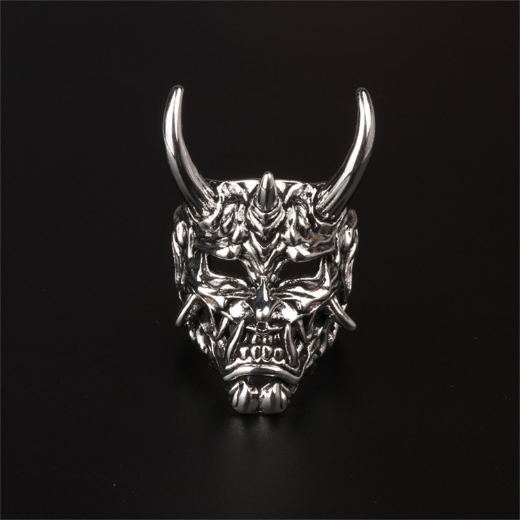 Prajna Devil Mask Ring Men Gothic Style Stainless Steel Band_voghion.com