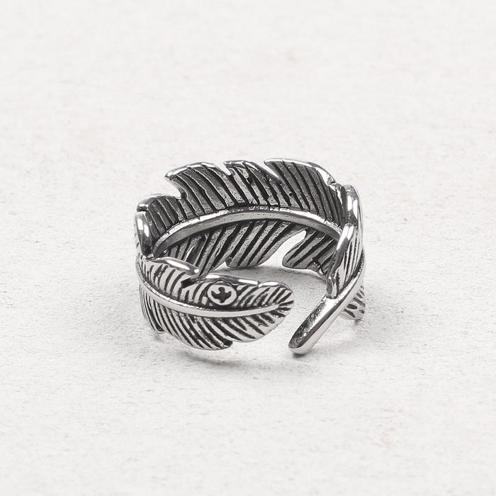 Vintage Thai Silver Wing Ring Male Indian Feather Open size adjustable Ring_voghion.com