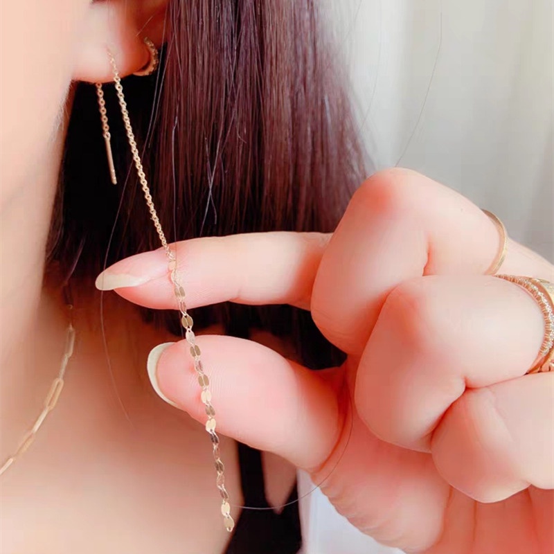 Tendance coréenne Long fil gland fil chaîne perles pendentifs balancent boucles d'oreilles droites suspendues boucles d'oreilles_voghion.com