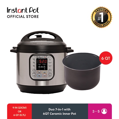 Instant Pot Duo with 6QT Ceramic Pot 7-IN-1 Multi-Use Programmable Pressure Cooker (6Qt)