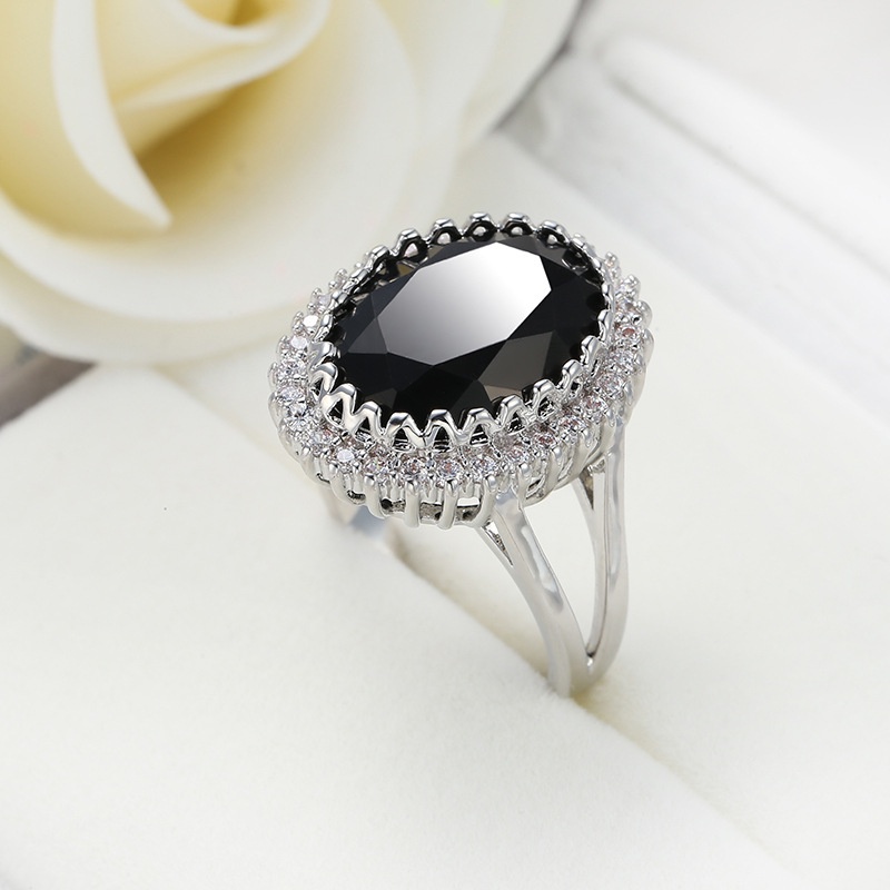 Fede nuziale vintage femminile Fedi nuziali in argento tondo nero con micro pavé di zirconi per donna_voghion.com