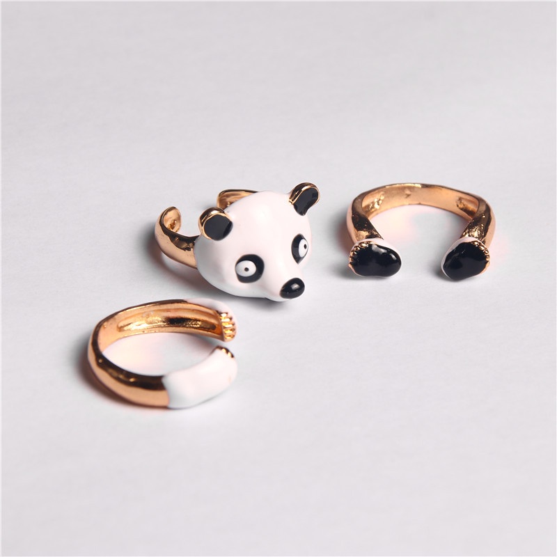 Panda Ring Set Für Damen Lustiger Tier Schmuck Als Geschenk_voghion.com