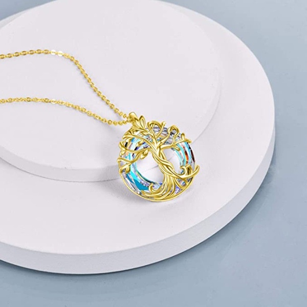 Halskette mit Stammbaum des Lebens, runder Regenbogen-Kristall-Anhänger, Geburtstagsgeschenk für Frauen, Mädchen, Freunde, Mutter_voghion.com