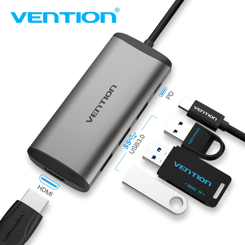 Vention 9 in 1 USB C Hub Converter Adapter Type c Docking Station Type C to Hdmi VGA RJ45 USB 3.0 Card Reader PD 5 in 1 USB HUB For Macbook Pro 2022