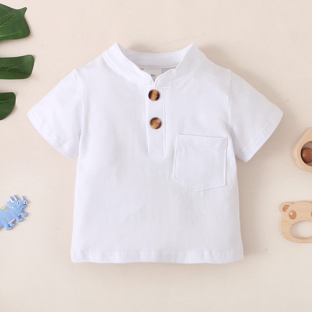 Toddler Wrangler Shirt Baby Boys Short Sleeve Dress Shirt | White & Ivory  Button-Down For Infants & Toddlers | Made In USA Boy Easter Button Up Shirt