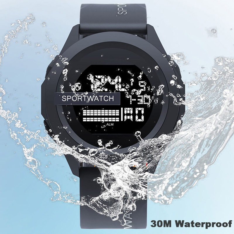 YIKAZE Sports Men's Watches Rubber Digital Men Watch WaterProof Multi-Functional Sport Watch for Men Student