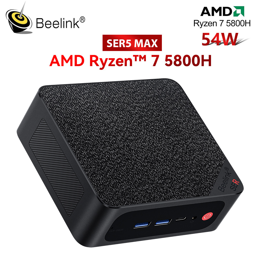 2023 Beelink SER5 MAX Ryzen 7 5800H Mini PC Windows 11 Pro AMD DDR4 16G/32G RAM 500GB NVME SSD WiFi6 4K HD Desktop Computer
