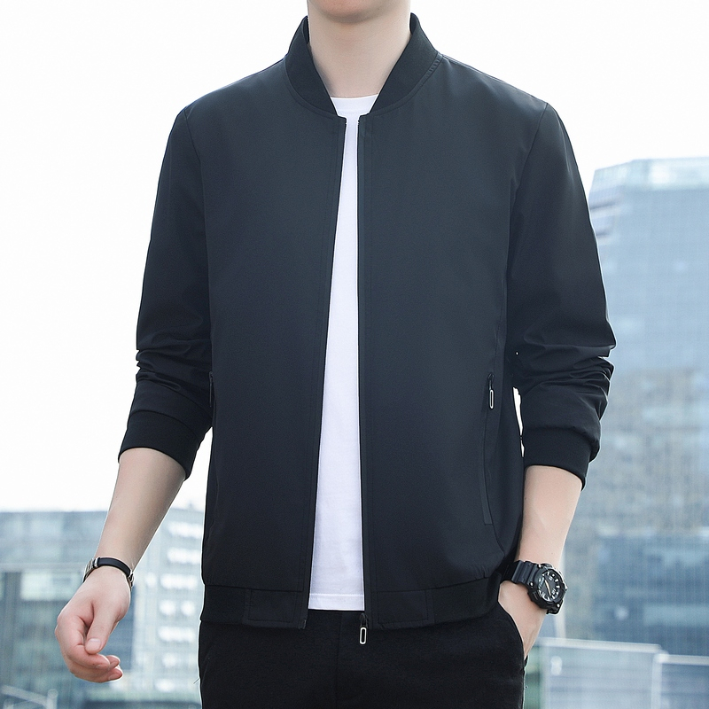 Jacket Men Fashion Baseball Collar Black Bomber Jacket Skin-Friendly Breathable Work Top M-5XL