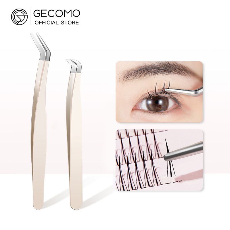 GECOMO False Eyelash Tweezers Safe Stainless Steel Precision