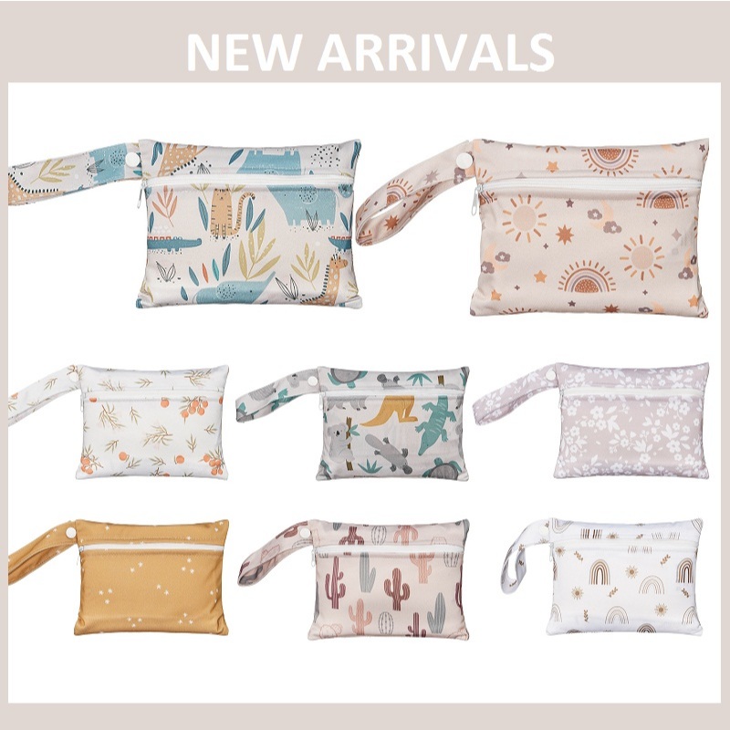 Baby Diaper Bag Wet Bag Waterproof Storage Bag Outdoor Stroller Organiser Bag Cute Print Mini Size 16X20cm Mask Storage bag