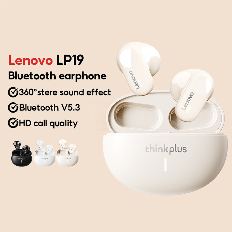 [Value Choice]Lenovo LP19 TWS Bluetooth Headset Semi in Ear Wireless Stereo Hifi Intelligent Noise Canceling Waterproof Universal Mini with microphone