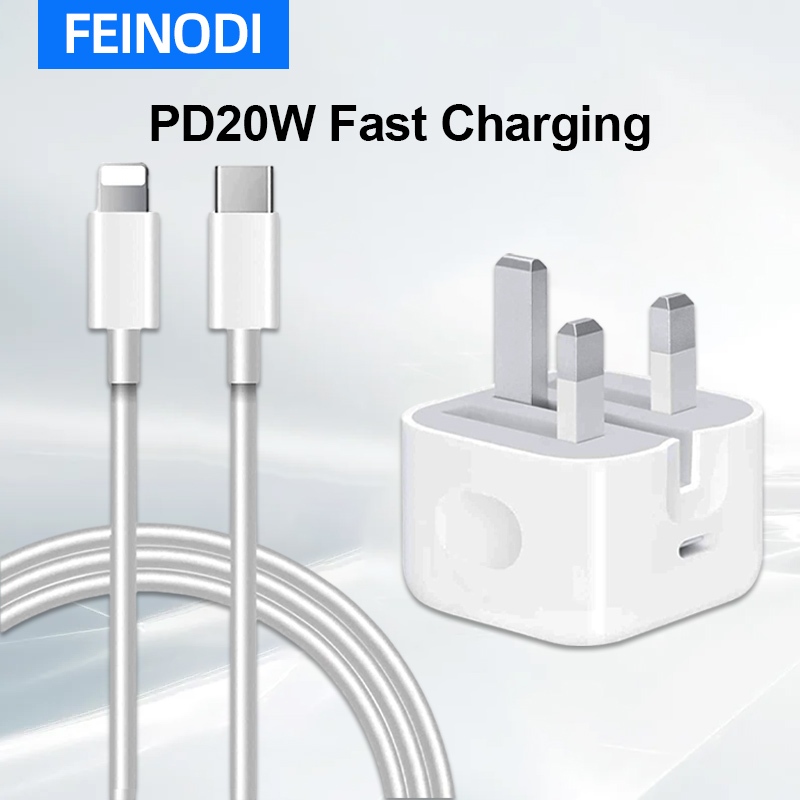 FEINODI PD Fast Charger kit Type-C UK 20W Phone Standard Charging Adapter,Compatible for iPho 16/15/14 /13 /12/ 11/Pad