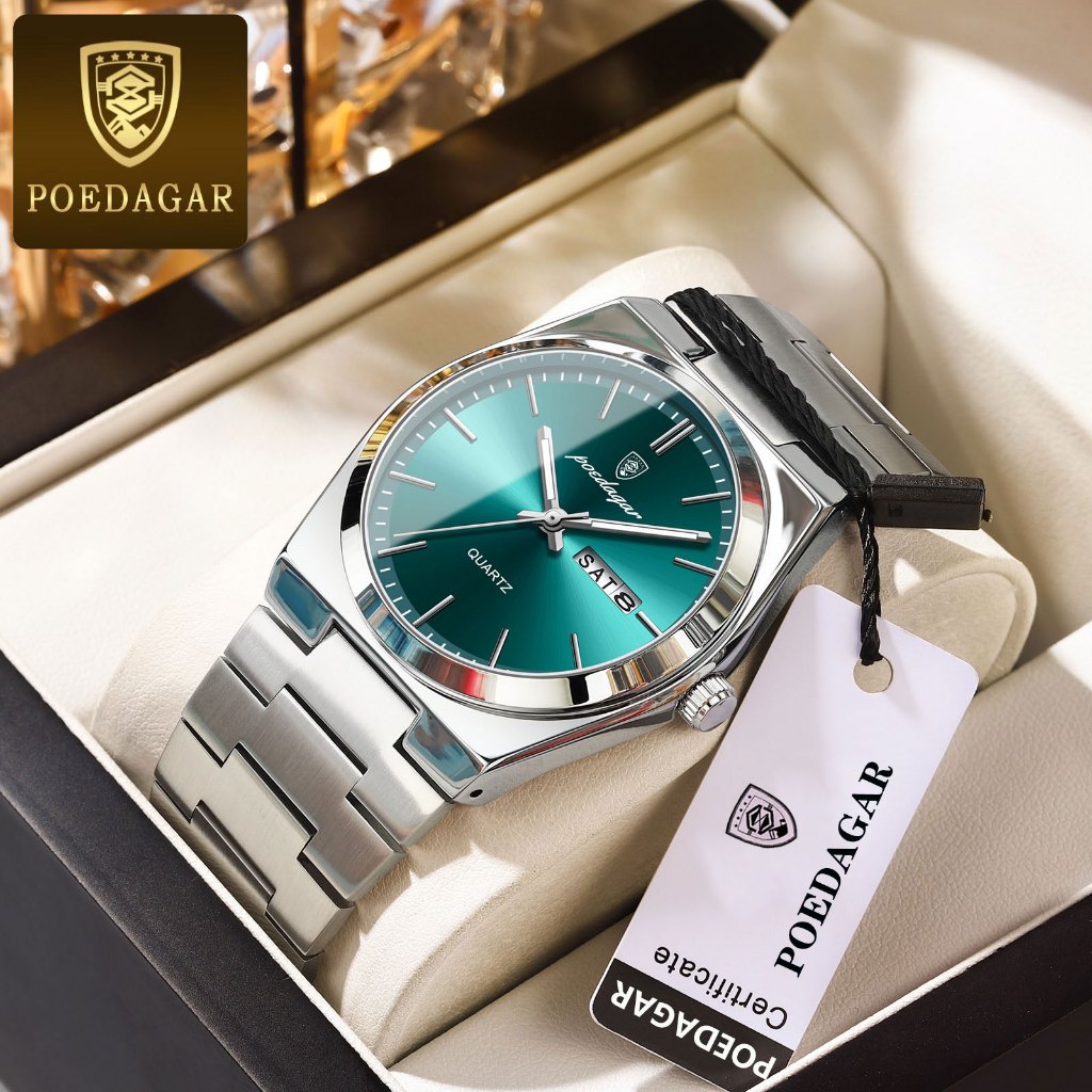 POEDAGAR New Watch For Men Waterproof Original Stainless Steel Relo Luminous Fashion Mens Watches Clock