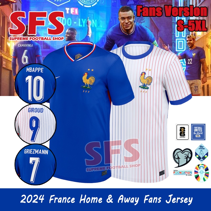 【SFS】 Top Quilty 2024 EURO France Jersey Fans Version Home Away Men