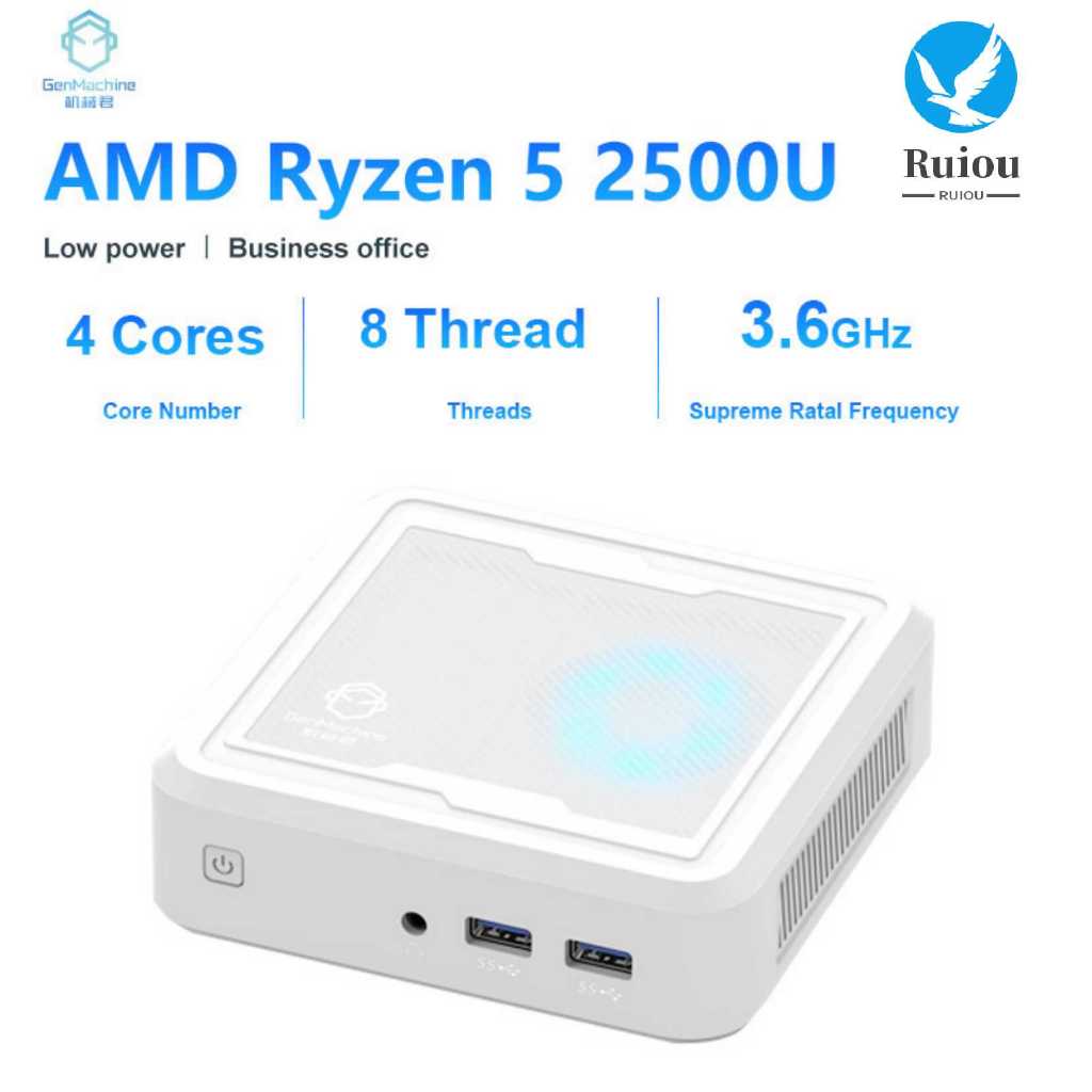 Genmachine MINI PC AMD Ryzen 5 2500U Up to 65W Mini PC DDR4 Up 32GB NVME SSD Wifi5 Bluetooth 4.2 Gaming Computer RX Vega 10 Graphice