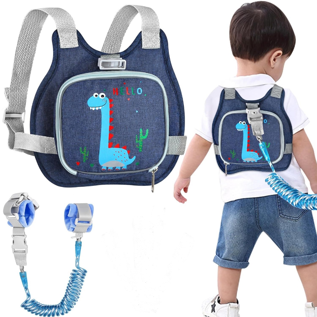 Toddler Harness Leash+ Anti Lost Wrist Link, Kids Harness with Leash, Child Leash Baby Walking Wristband Assistant Strap Belt Hold Baby Close While Walking 2m bungee cord