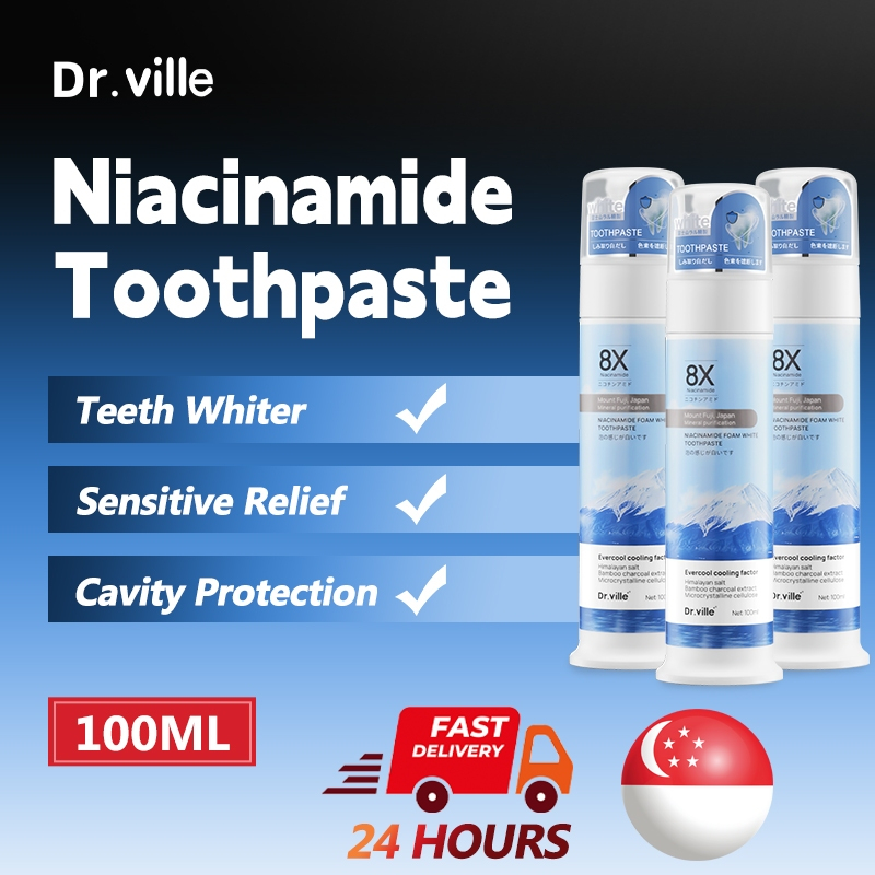 Dr.ville Original Teeth Whitening Toothpaste Remove Tooth Stains Bad Breath Cavity Protection Sensitive Relief  Niacinamide Toothpaste