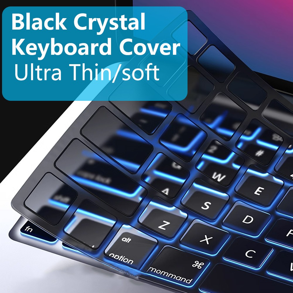 Black crystal /Transparent TPU Keyboard Cover for 2023 2024 MacBook Air 15.3 M2 M3 A2941 Pro air 13 M2 A2681 Pro 14 16 M3 Skin A2779 A2780  2021 M1 Pro A2442 A2485 Air 13 A2337 2020 A2338 A2337A2141 A