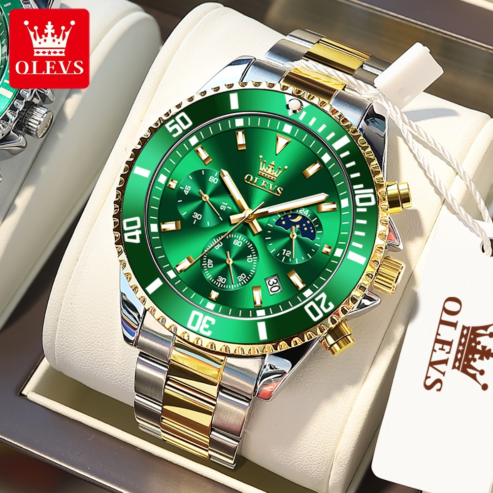 OLEVS Watch for Men Waterproof Original Quartz Stainless Multifunctional Luxury Wristwatch 2870