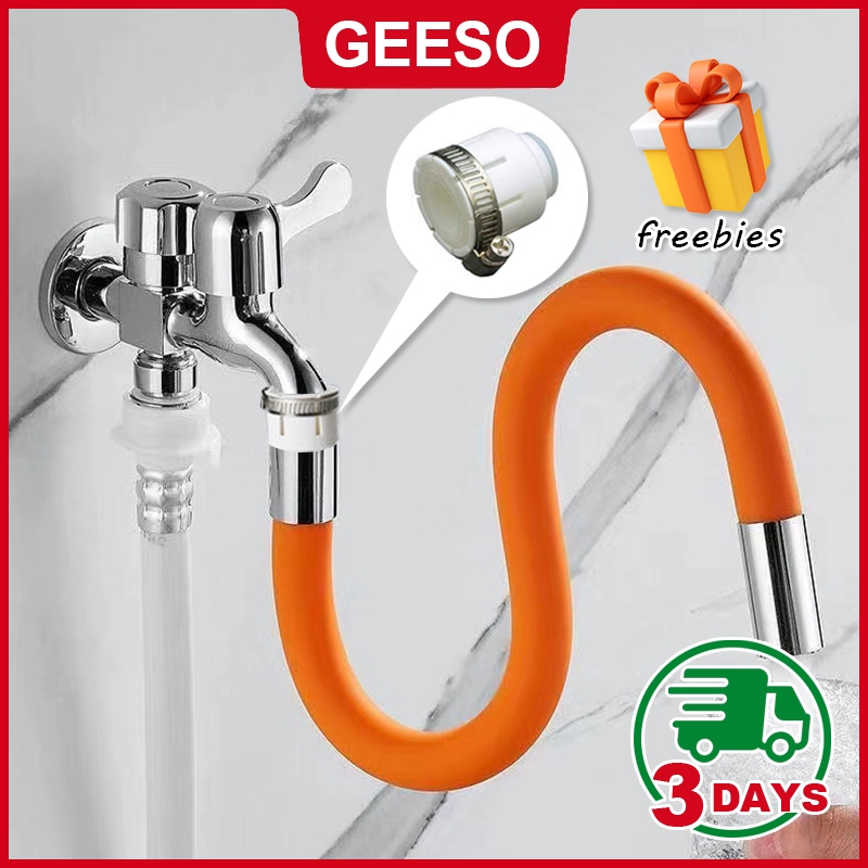 GEESO Faucet Extension Hose Extender Pipe Faucet Extender Pipe Tube Water tap Extension Flexible Hose Extender Pipe Universal Adapter Anti-Splash Faucet Sprinkler 360 Degree Rotating Silicone Tube For