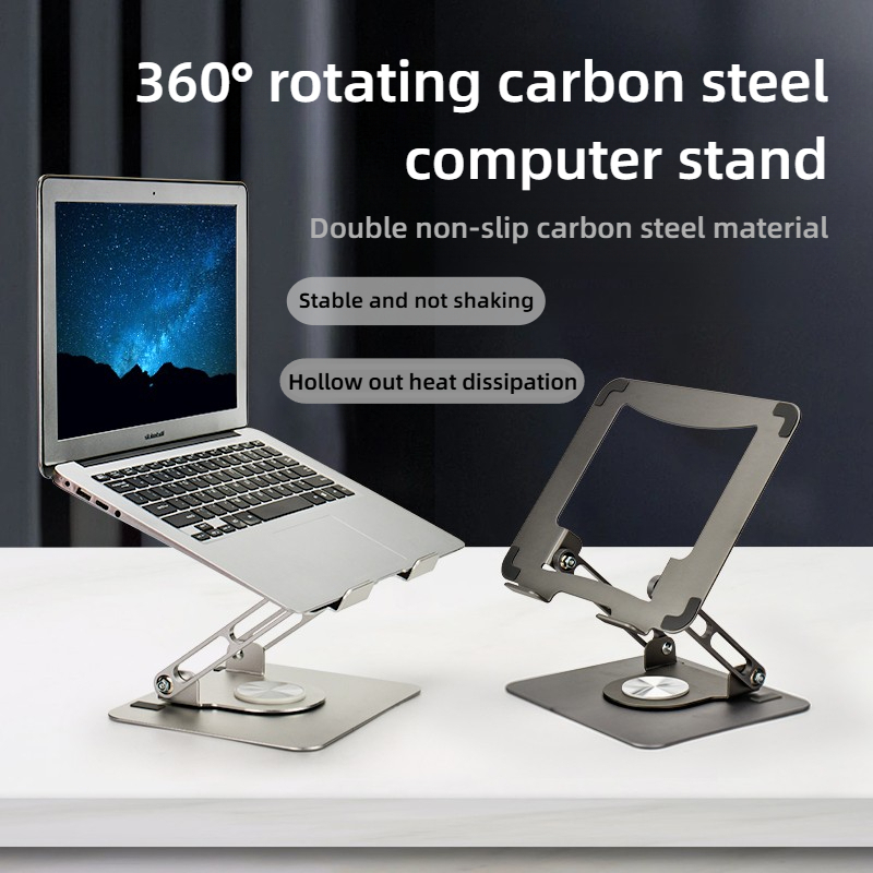 360° Rotating Laptop Stand Carbon Steel material Foldable Ergonomic Notebook Stand Height Adjustable for 10-17 Inch Devices