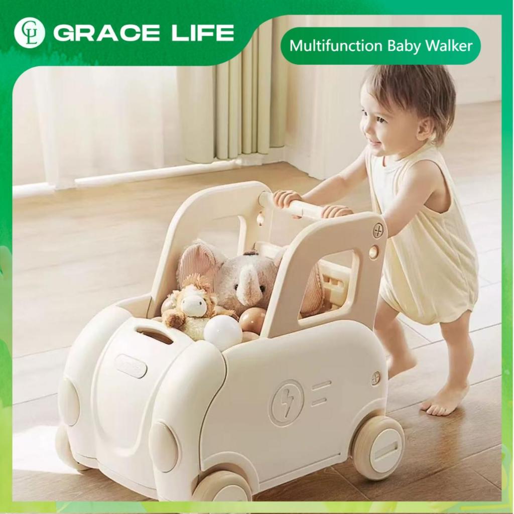 【GraceLife】Baby Walker With Seat/Wheels/Traction Height Adjustable Storage Activity Center（1-10Age）