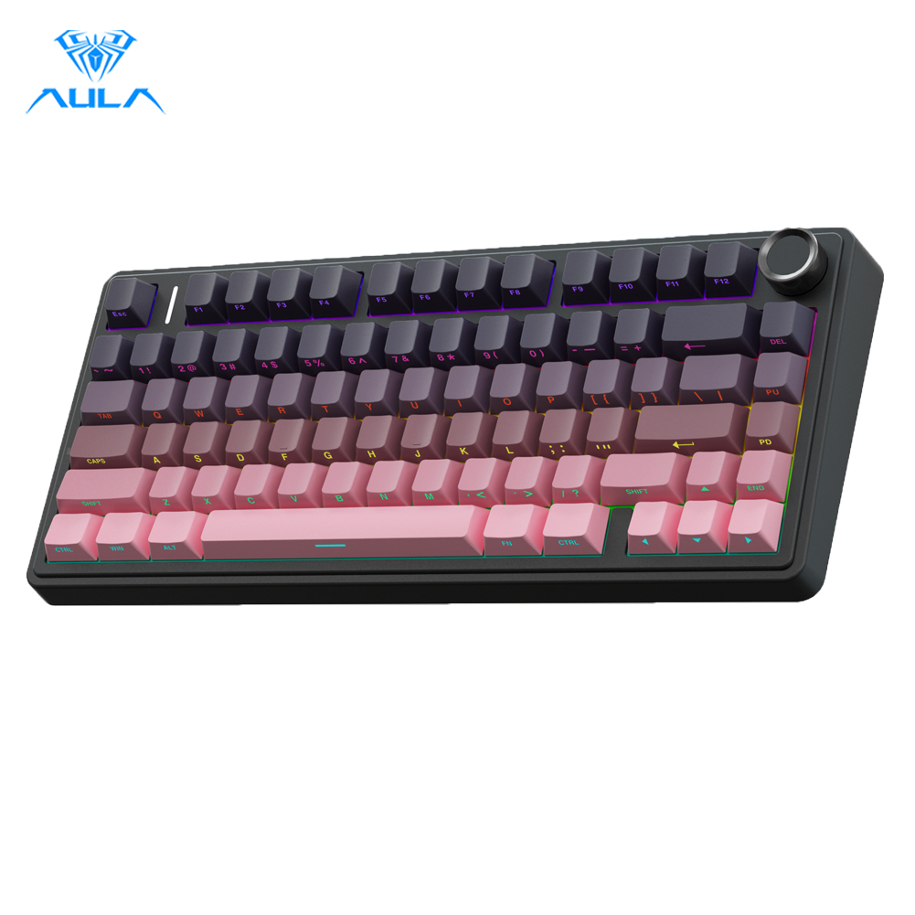 AULA F75 Mechanical Keyboard 75% 80 Key RGB Tri-Mode Wired Bluetooth 2.4G Gasket Structure Hot-swap Gaming Keyboard