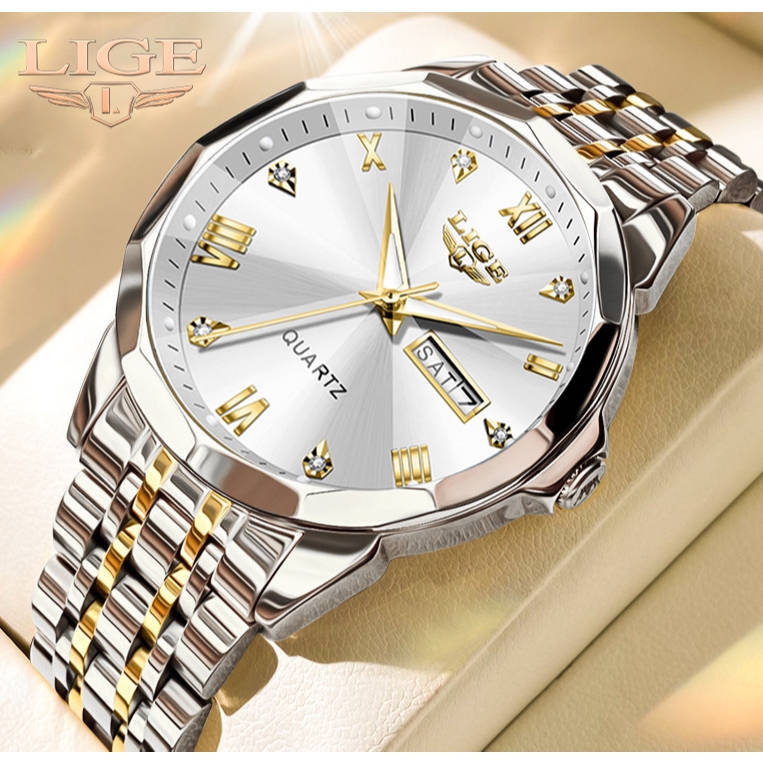 LIGE Quartz Steel Watch For Men Classics Design Watches Waterproof Business Wristwatch HD