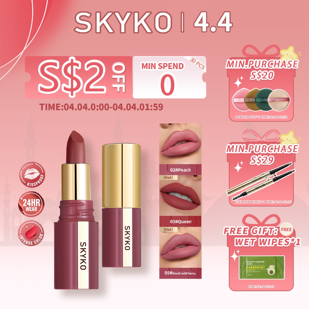 SKYKO Waterproof Lipstick Matte Lip Gloss Long Lasting Liptint Non-stick Cup Lip Makeup 5 Colors