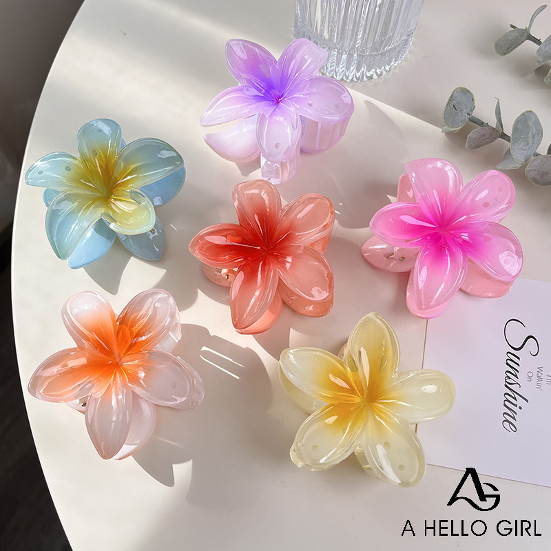 Ahellogirl Colorful Acrylic Creative Flower Clip Plumeria Shark Clip Cute Hair Accessories for Women