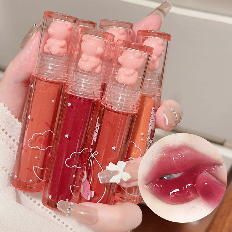 6 color Crystal frozen berry bear lip glaze